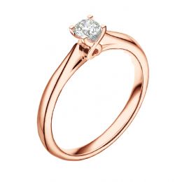 Solitaire or rose diamant - Bague symbole du cœur et de l'am