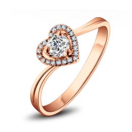 Bague Solitaire Mon Coeur en or rose & Diamants | Gemperles