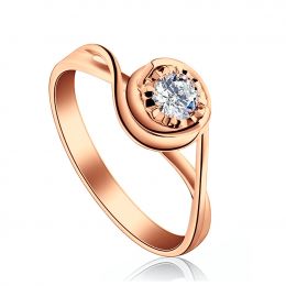 Solitaire anneau ensorcelé - Or rose 18cts et diamant 0.15ct