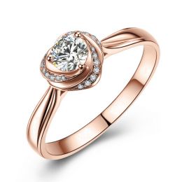 Solitaire Mon Coeur de Rose - Bague Or Rose & Diamants | Gem