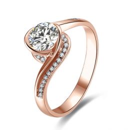 Diamants 0.57ct sur Solitaire Bague Or Rose - A Une Madone |