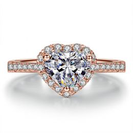 Bague Cœur Solitaire Love etc - Or Rose 18 Carats - Diamants