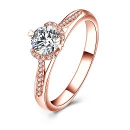 Bague Solitaire Amélia - Or Rose 0.415ct & Diamant Central 0.30ct | Gemperles