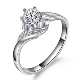 Bague Solitaire Enlacée - Bague Elliptique Platine & Diamants | Gemperles
