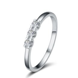 Bague trilogie sertie griffes de 0.12 carat - Or blanc 750/1000