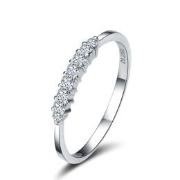 Bague fiançaille - Bague en or blanc 18 carats - Diamants 0.20ct
