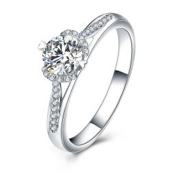 Bague Solitaire Amélia - Or Blanc 0.415ct & Diamant Central 0.30ct | Gemperles