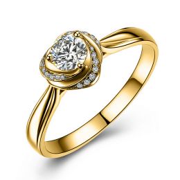 Solitaire Mon Coeur de Rose - Bague Or Jaune & Diamants | Gemperles