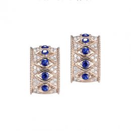 Boucles Oreilles Or rose, saphir & diamant