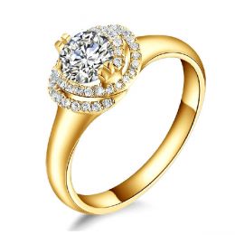 Bague Solitaire Gracieuse Majesté - Or Jaune & Diamants Enroulés | Gemperles
