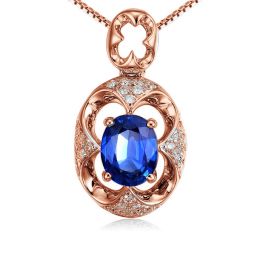 Pendentif Saphir et Diamants - Or rose 18 carats