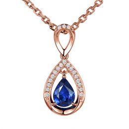 Pendeloque Or rose 18 carats - Saphir et Diamants en poire