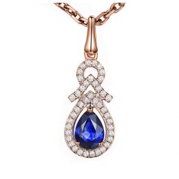 Pendentif Or rose 18 carats - Saphir et diamants en poire