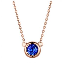 Collier pendentif solitaire saphir Or rose