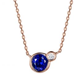 Collier pendentif Or rose, saphir et diamant sertis clos