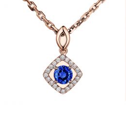 Pendentif losange Or rose, saphir et diamants