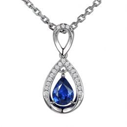 Pendeloque Or blanc 18 carats - Saphir et Diamants en poire