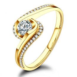 Solitaire A Une Passante -  Diamants & Or Jaune - Baudelaire  | Gemperles