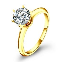 Solitaire en diamant taille brillant - Monture or jaune Timeless