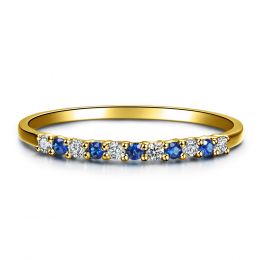 Anneau Diamants et Saphirs en alternance - Or jaune 18 carats