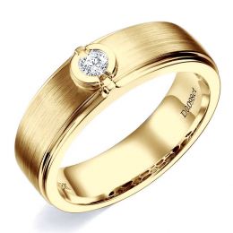 Bague Homme or jaune. Diamant solitaire. Or 750/1000 brossé et poli | Lorenzo