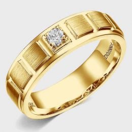 Bague en or jaune pour Homme. Finition polie et brossée. Diamant | Elbow