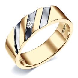 Bague stylisée homme or gris - Or jaune 18cts & Diamant | Marcus
