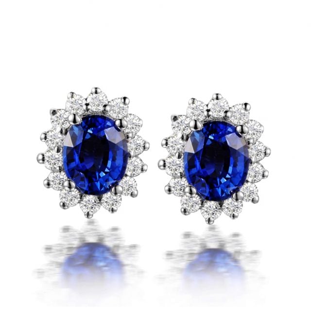 Boucles d’oreilles Précieuse Cueillette, saphirs et diamants, or blanc