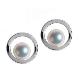 Boucle d oreille perle Akoya - Himiko - Perle du Japon, Or blanc