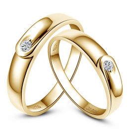 Alliances diamants et or jaune - Duo d'anneaux