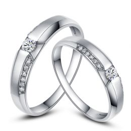 Achat alliances mariage - Alliances Solitaires Duo - Platine, diamants