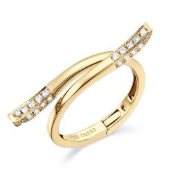 Bague anneau type pendentif. Cœur or jaune diamants | Polichinelle