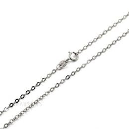Chaîne maille forçat. Or blanc 18cts, 45cm. 1.1gr