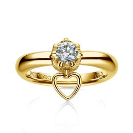 Bague or jaune diamant solitaire - Serti griffes et grains | Coeur de Solitaire