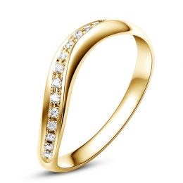 Alliance ondulée or jaune - Alliance femme avec diamants