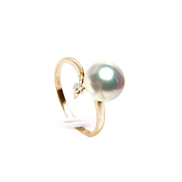 Bague En Or 18 Carats Avec Perles De Culture Akoya - Occasion En Parfait État - Bijou Classique Et Élégant