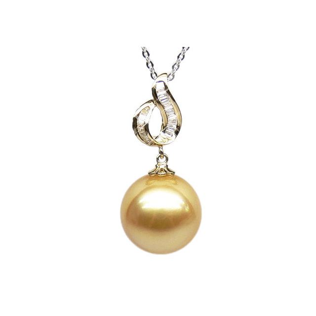 Pendentif Créateur Danylor Doré Avec Perle Et Volutes - Occasion - Bijou Fantaisie