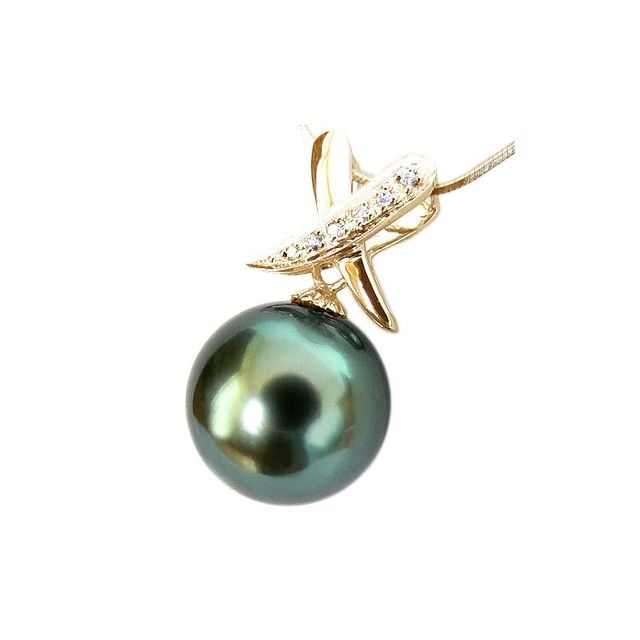 Pendentif Perle De Tahiti Noire-verte AAA 8-9 Mm – Monture Or Jaune 18 Carats, Bijou élégant Pour Toutes Occasions - 10