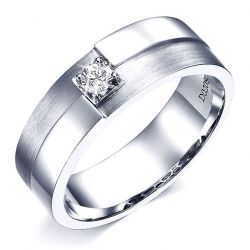 Bague homme or blanc diamant