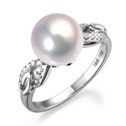 Bague or blanc perle eau douce diamant