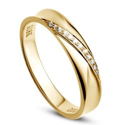 alliance or jaune et diamants pour femme. Modèle contemporain, moderne
