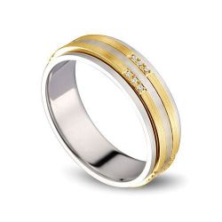 Bague chevalière anneau Homme 2 ors diamants
