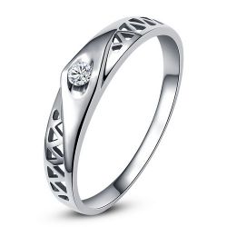 Alliance de mariage solitaire or blanc 18 carats, diamant
