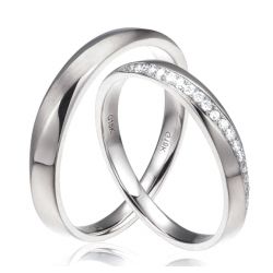 Duo d'alliance or blanc diamant