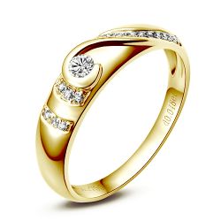 Alliance femme or jaune diamant solitaire