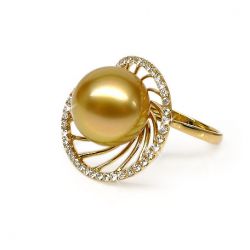 Bague perled' Australie dorée or jaune diamant