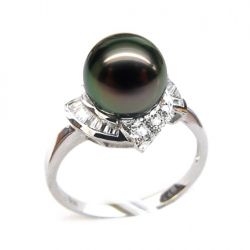 Bague Uracane - Perle de Tahiti - Or blanc, diamants princes