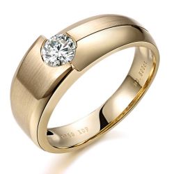 Bague chevalière homme or jaune diamant