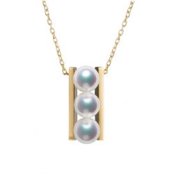 Pendentif 3 perles Akoya or jaune rail