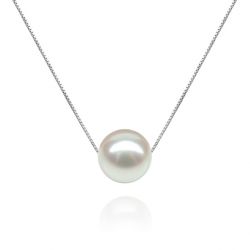 Collier une perle blanche, chaine or blanc